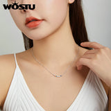 Wostu 925 Sterling Silver Rainbow Necklace Pendant For Women Fine Chain Jewelry