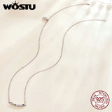 Wostu 925 Sterling Silver Rainbow Necklace Pendant For Women Fine Chain Jewelry