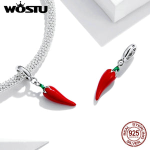Wostu 925 Sterling Silver Pendant Little Peppers Charm Dangle