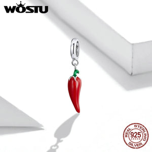 Wostu 925 Sterling Silver Pendant Little Peppers Charm Dangle