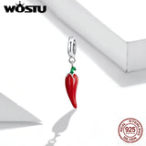 Wostu 925 Sterling Silver Pendant Little Peppers Charm Dangle