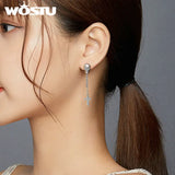 Wostu 925 Silver Skull Cross Stud Earrings Oxidized Jewelry BSE419