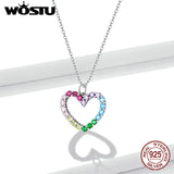Wostu 925 Silver Rainbow Zircon Necklace for Women