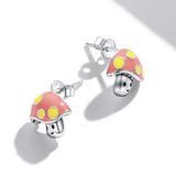 Wostu 925 Silver Mushroom Ear Studs Earrings for Women Sterling Clip Earring