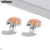 Wostu 925 Silver Mushroom Ear Studs Earrings for Women Sterling Clip Earring