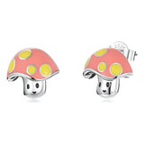 Wostu 925 Silver Mushroom Ear Studs Earrings for Women Sterling Clip Earring