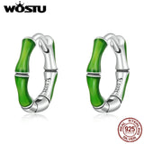 Wostu 925 Silver Bamboo Ear Buckles for Women S925 Earrings
