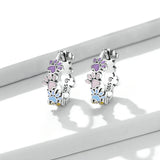 Wostu 925 Silver Colorful Paws Sun Ear Studs Zircon Jewelry