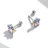 Wostu 925 Silver Colorful Zirconium Paw Stud Earrings for Women