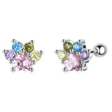 Wostu 925 Silver Colorful Zirconium Paw Stud Earrings for Women