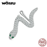 Wostu 925 Silver Snake Ear Cuff with Zircons & Green Eyes Statement Earrings