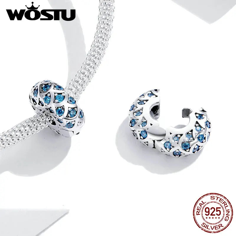 Wostu 925 Silver Clip Stopper Charm for Bracelet FIC1513