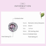 Wostu 925 Silver Charm Cherry Blossoms Bead for Bracelets DIY Pendant FNC456