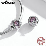 Wostu 925 Silver Charm Cherry Blossoms Bead for Bracelets DIY Pendant FNC456