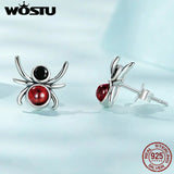 Wostu 925 Silver Spider Stud Earrings Halloween Collection Gift