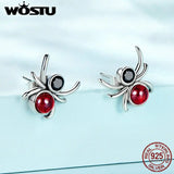 Wostu 925 Silver Spider Stud Earrings Halloween Collection Gift