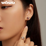 Wostu 925 Silver Spider Stud Earrings Halloween Collection Gift