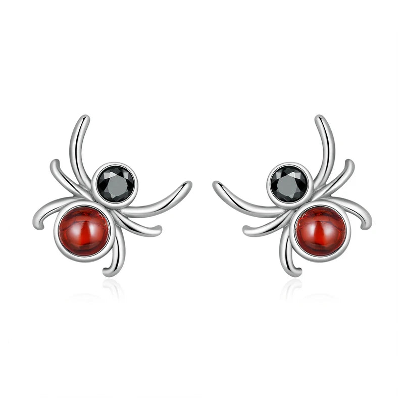 Wostu 925 Silver Spider Stud Earrings Halloween Collection Gift