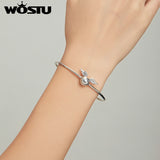 Wostu Sterling Silver Elf Wings Bracelet Beads Original Charms Chain Bangle