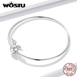 Wostu Sterling Silver Elf Wings Bracelet Beads Original Charms Chain Bangle