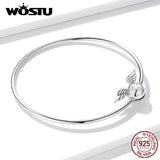 Wostu Sterling Silver Elf Wings Bracelet Beads Original Charms Chain Bangle