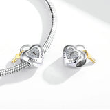 Wostu 925 Heart Lock Envelope Bead Zirconia Charms for Bracelet DIY