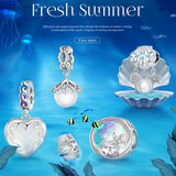 Wostu 925 Silver Ocean Pearl Crystal Charms for Women