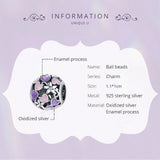 Wostu 925 Sterling Silver Purple Heart Charm Bead for Bracelet Women Jewelry