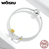 Wostu 925 Sterling Silver Rose Vines Platinum Charm