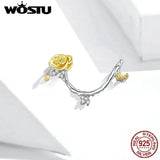 Wostu 925 Sterling Silver Rose Vines Platinum Charm