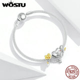 Wostu 925 Sterling Silver Rose Vines Platinum Charm