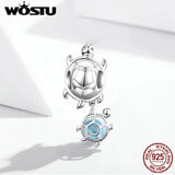 Wostu 925 Sterling Silver Sea Turtles Charm Bracelet BSC332