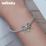 Wostu 925 Silver Wheat Ear Bowkont Bead Bow Bracelet Pendant