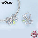 Wostu 925 Silver Wheat Ear Bowkont Bead Bow Bracelet Pendant