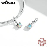 Wostu 925 Silver Unicorn Charm Rainbow Heart Bead for Pandora Bracelet