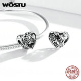 Wostu 925 Silver Unicorn Charm Rainbow Heart Bead for Pandora Bracelet