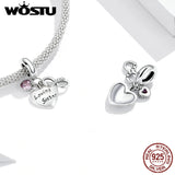 Wostu 925 Silver Sister Loving Charm Pendant for DIY Jewelry FNC414