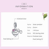 Wostu 925 Silver Sister Loving Charm Pendant for DIY Jewelry FNC414