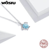 Wostu Turtle Choker 925 Silver Neckalce Girl Collier Jewelry Gift