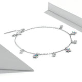 Wostu 925 Silver Star Bracelet Platinum Chain Adjustable Women's Jewelry