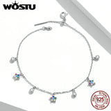 Wostu 925 Silver Star Bracelet Platinum Chain Adjustable Women's Jewelry