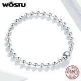 Wostu 925 Silver Beads Bangles & Bracelets For Women