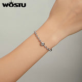 Wostu 925 Silver Beads Bangles & Bracelets For Women