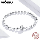 Wostu 925 Silver Beads Bangles & Bracelets For Women