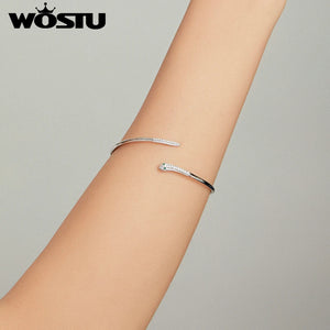 Wostu 925 Sterling Silver Snake Opening Bracelet For Women