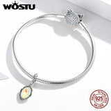 Wostu 925 Silver Magic Mirror Charm Bead for Bracelets FIC1815