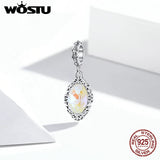 Wostu 925 Silver Magic Mirror Charm Bead for Bracelets FIC1815