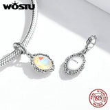 Wostu 925 Silver Magic Mirror Charm Bead for Bracelets FIC1815