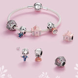 Wostu Bride & Groom 925 Sterling Silver Wedding Charms for Bracelet DIY