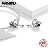 Wostu Cupid's Arrow Heart Charms 925 Silver Bracelet Jewelry